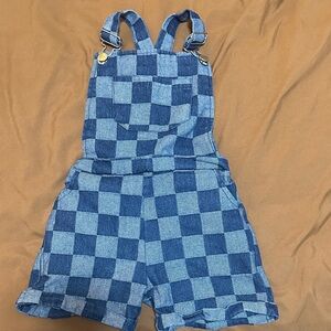 Kids Checkered Denim Overalls